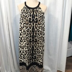 2/$30 JBS Leopard Print Shift Sundress Size XL Liquid Knit Mob Wife Animal Print